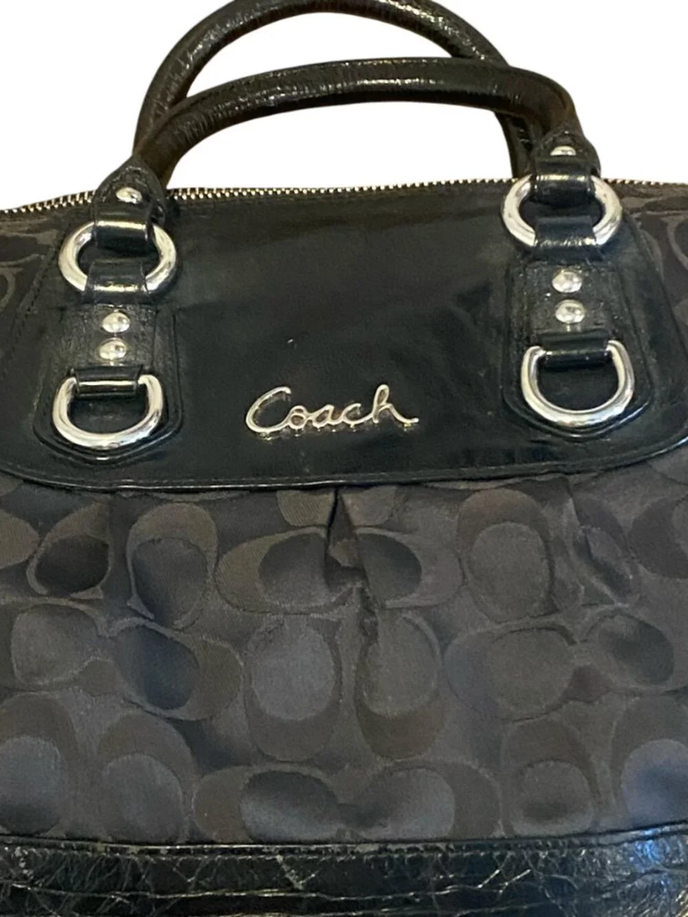 Coach Ashley Signature Purse Black 152Q